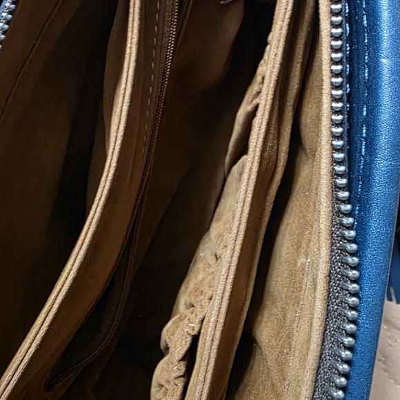 Patricia Nash Caribbean Blue Rose Tooled Leather Satchel Handbag NWOT - Picture 7 of 10